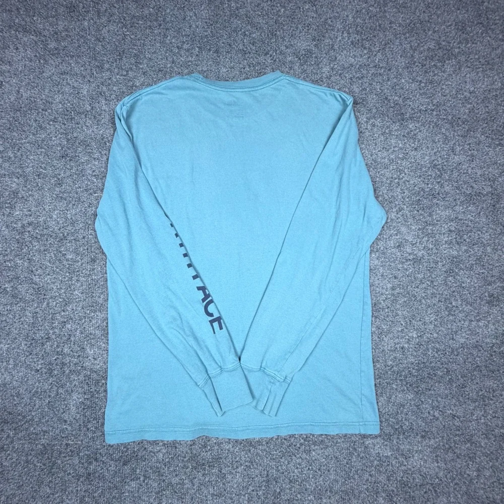 The North Face Mens Long Sleeve Graphic T-Shirt Blue Teal Logo BX8R081 Medium